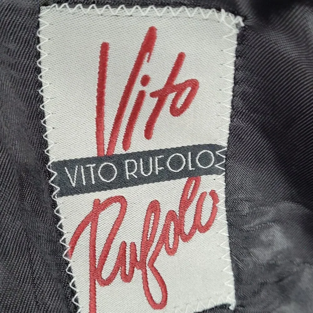 Vito Rufolo Black 100% Wool Comero Super 100's Tuxedo Suit Jacket Italy 44R